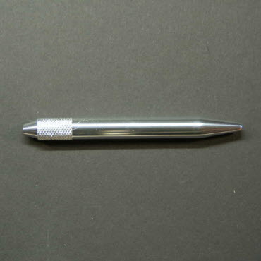 Silver colored aluminium pen holder