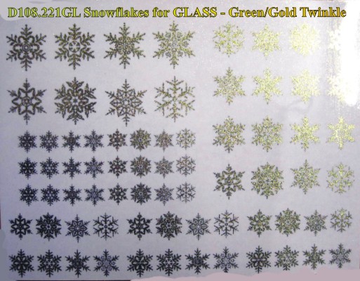 Snowflakes A5 - Green-Gold twinkle/Glass