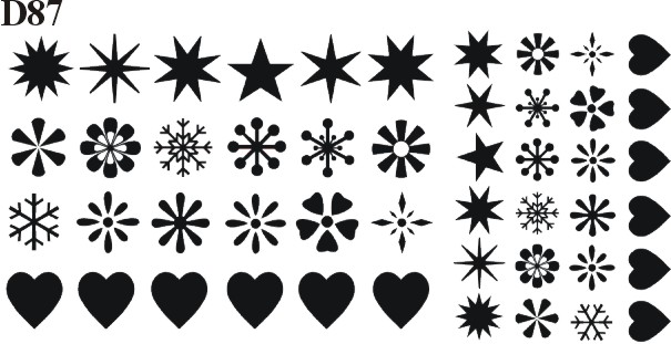 Stars, snowflakes and hearts - silver (8"x 3")