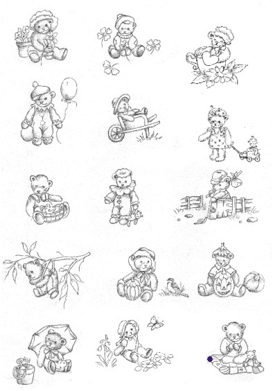 Soft line drawings (A4) - little bears